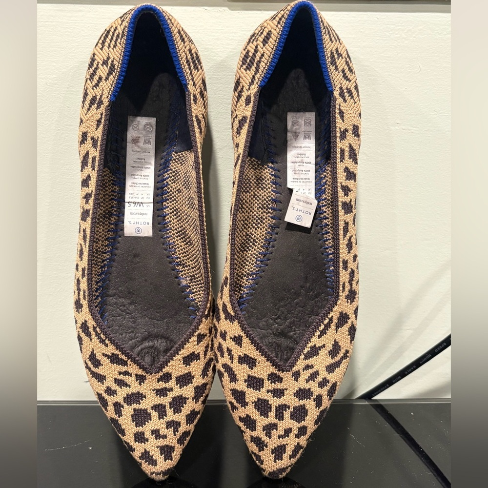 Rothy's The Point ballet Flat Leopard Print
